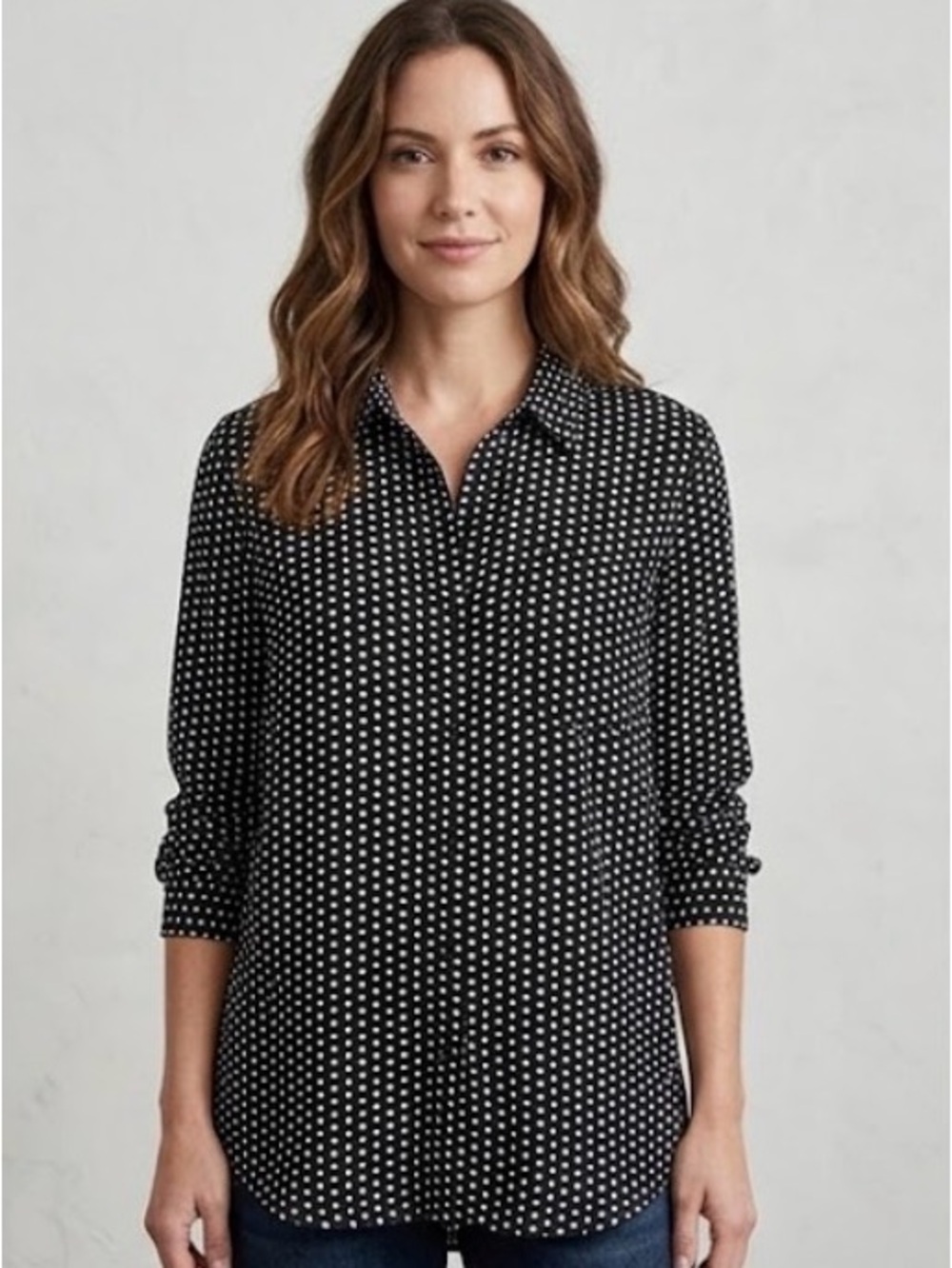 TOMMY HILFIGER WOMEN’S PRINTED POLKA DOT BLOUSE.